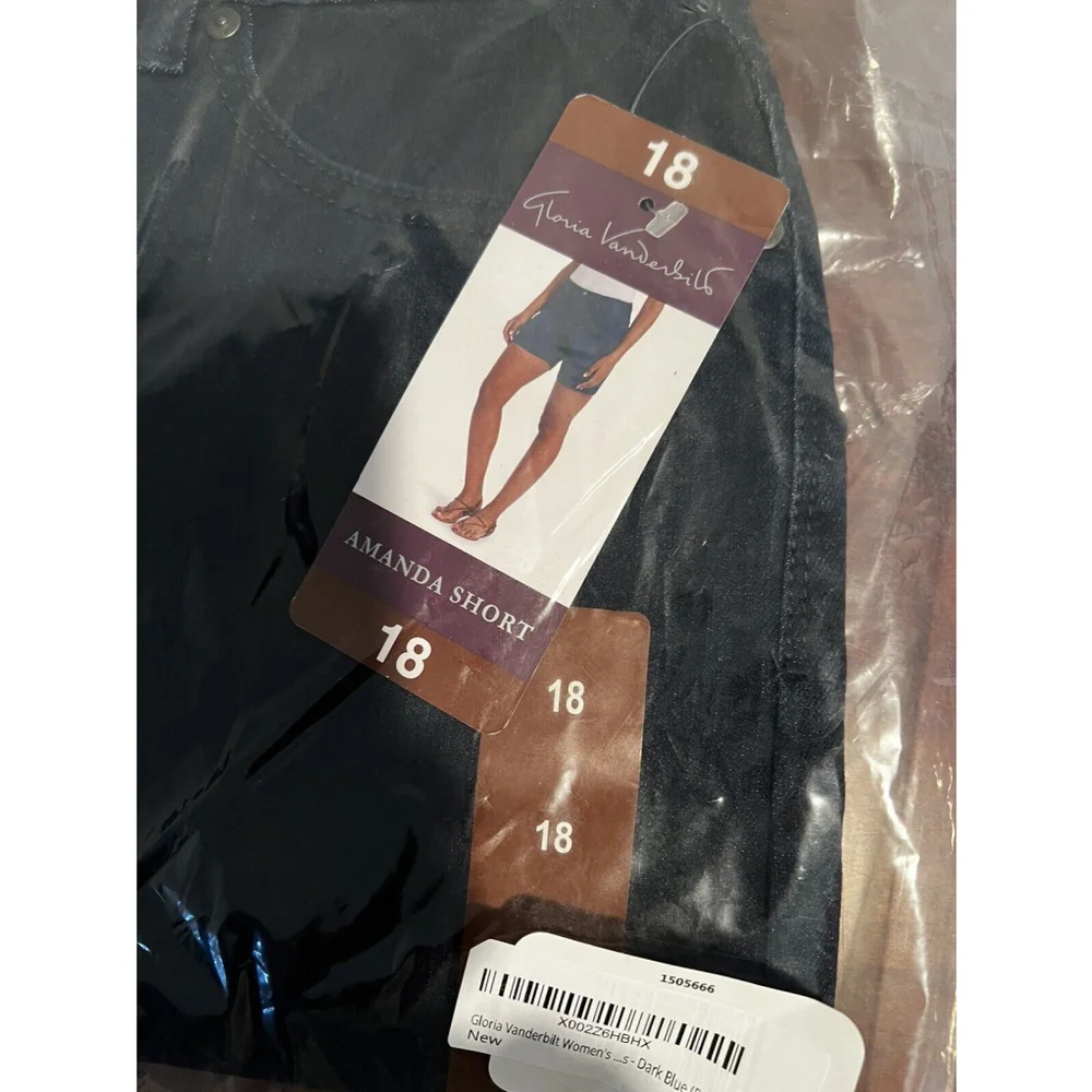 NWT GLORIA VANDERBILT Amanda Short Dark Blue Portland Classic Shorts Mid Rise 18 - Picture 2 of 4